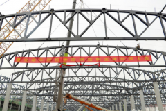 中铁建工集团机械公司星火动车所检查库项目钢结构主体正式封顶
